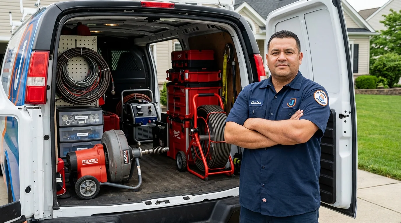 Professional drain cleaning equipment and Johns Plumbing LLC plumber in Olive Hill
