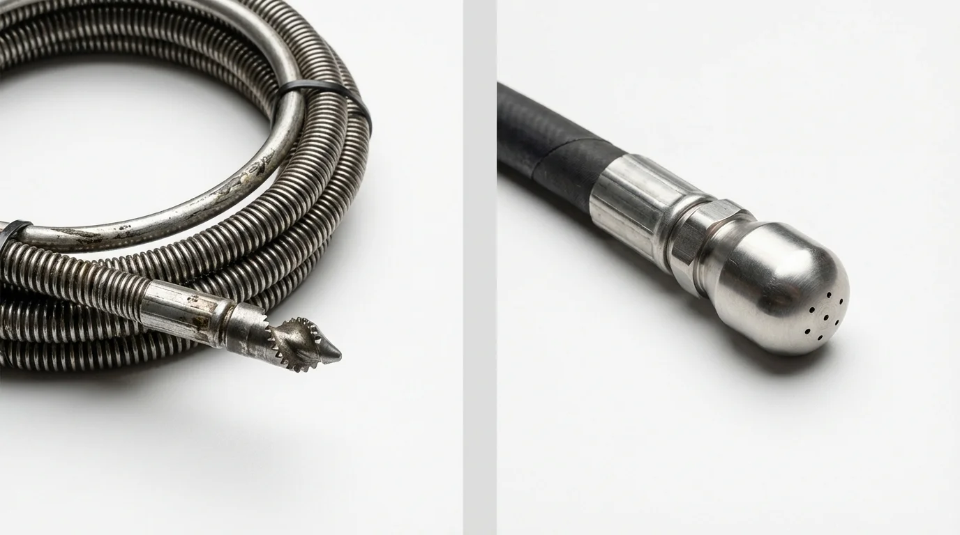Drain snake cable and hydro jetting nozzle used for drain cleaning in Olive Hill, KY