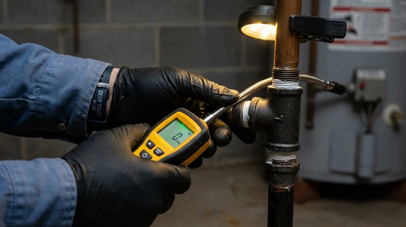 Gas leak detection with electronic sniffer by Johns Plumbing LLC in Olive Hill