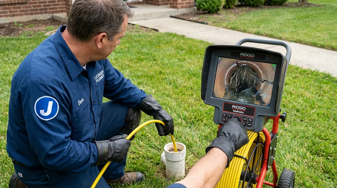 Sewer camera inspection being performed by Johns Plumbing LLC in Olive Hill