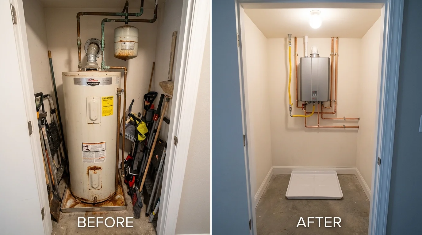 Tank water heater versus wall-mounted tankless unit comparison for Olive Hill, KY homeowners
